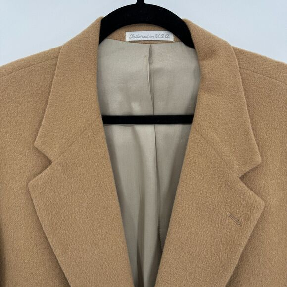 CLUB ROOM Vintage 100% Camel Hair Tan 2 Button Blazer Jacket Size 44L Long - Picture 2 of 8